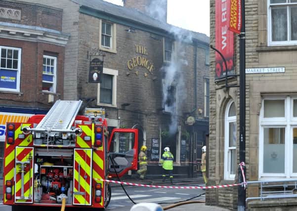 Lancashire Fire and Rescue Service at the scene of a fire at The George Pub, St Thomas's Road, Chorley.