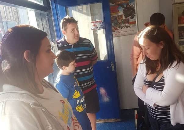 Peter Kay queuing at Atkinsons chippy in the West End of Morecambe on Thursday August 10 2017. Photo by Carl Blamire.