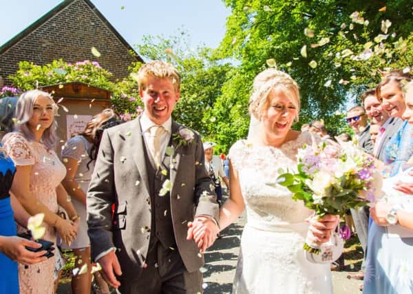 Jo and Christian Leigh who were married at St Michael's Church in Weeton Pic: H2 Photography