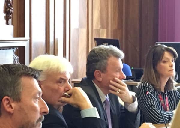 From left: Ian Young, Director of Governance, Finance and Public Services, Deputy council  leader Coun Albert Atkinson, council leader Coun Geoff Driver and Chief Executive Jo Turton at  the Lancashire County Council cabinet meeting August  21, 2017 when the ruling Conservative group voted for  a radical management restructure at the council.