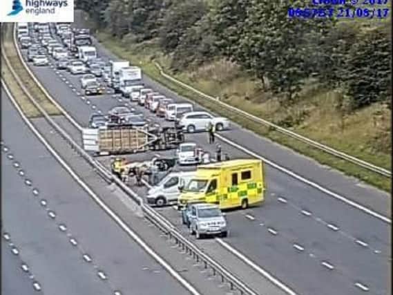 Two lanes are currently blocked on the motorway