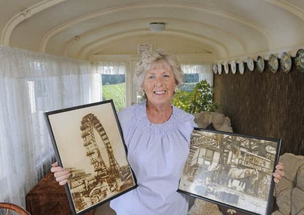 Judith Hunter from Wild Boar Cottage inside one of the original cars from Blackpools big wheel, which acts as her conservatory