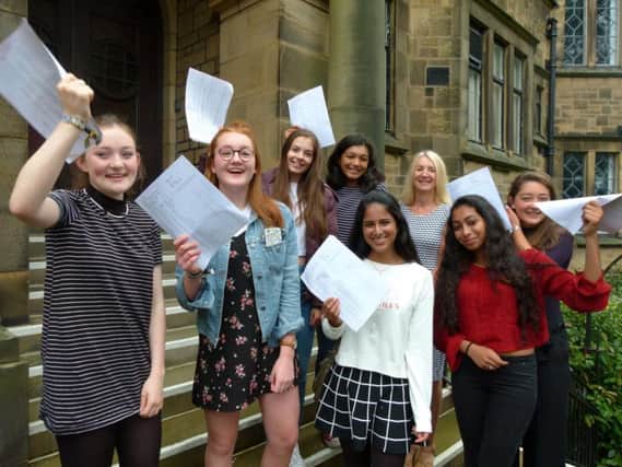 Pupils at Lancaster Girls Grammar celebrating their GCSE results 2017