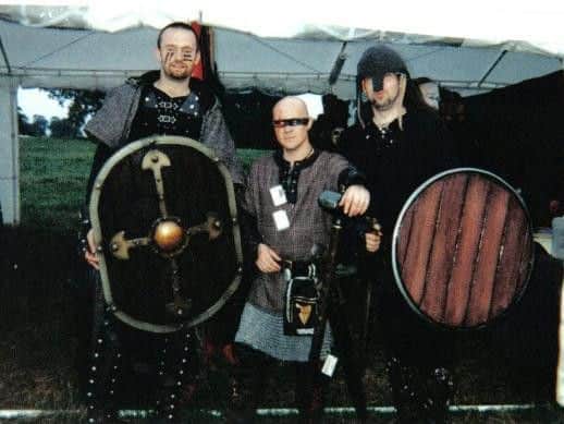 Rory Simpson, Aaron Lord and Richard Brewster dressed in larping gear