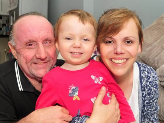 2 year old Jorgie Rae-Griffiths with dad Barry Griffiths and mum Lauren McCabe