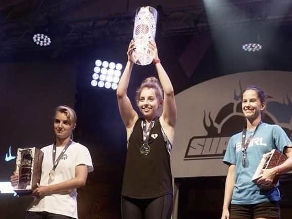 Liv Cooke receiving her trophy in Prague over the weekend