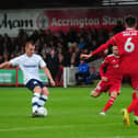 Liam Grimshaw in action against Accrington.