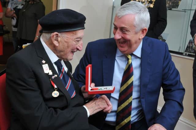 Photo Neil Cross
Blind veteran Fred Simpson, in his 90s, is to awarded with the LÃ©gion DHonneur Medal at a special ceremony at Chorley Town Hall, with Lindsay Hoyle MP