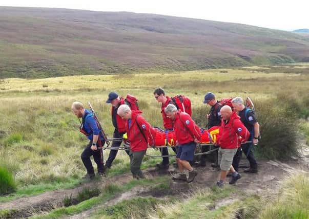 Bowland Pennine Mounatin Rescue Team (BPMRT) rescue a collapsed man from hills above White Coppice. Picture courtesy of BPMRT.