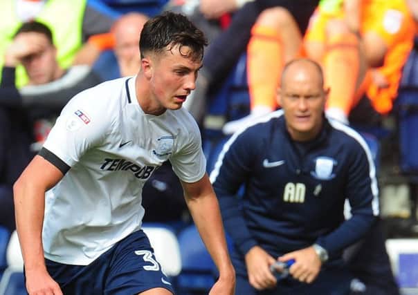 Josh Earl in action on his PNE debut against Reading
