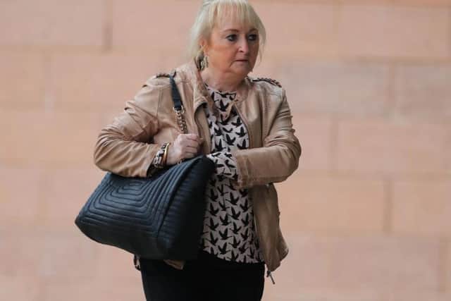 Jenni Hicks, whose two daughters died at Hillsborough, arrives at Preston Crown Court where five men face charges following an investigation into the Hillsborough disaster and its aftermath.