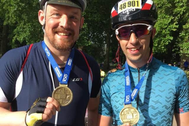 Stuart Robinson and Dan Richardson took part in Ride London in aid of The Space Centre in Preston