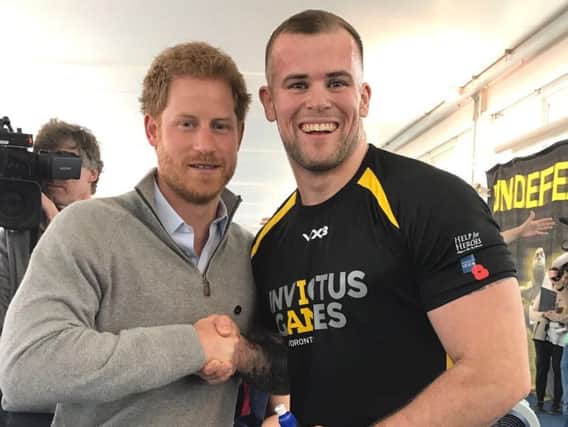 Veteran Greg Dunnings with the Invictus Games' founder, Prince Harry
