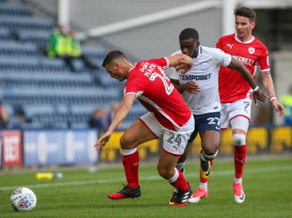 Stephy Mavididi looks for an opening on his first league start for Preston.