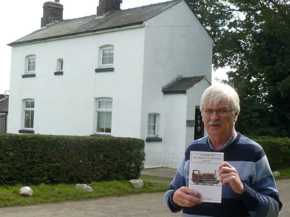 Robert Cunliffe with his book A History of the Garstang and Knott End Railway
