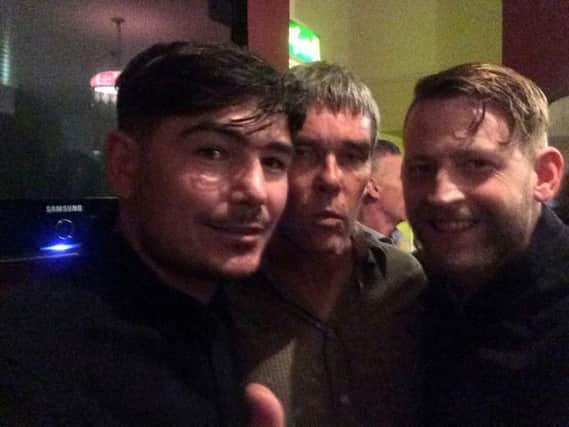 Champion boxer Michael Jennings, lead singer of the Stone Roses Ian Brown and new landlord of the Imperial pub and former X Factor star Jonjo Kerr