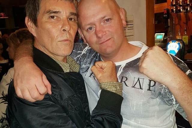 Lead singer of the Stone Roses Ian Brown and Terry McDermott