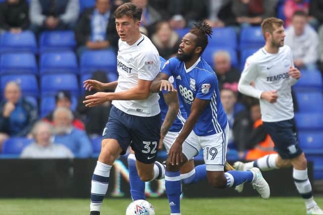 Josh Earl in action for PNE at Birmingham