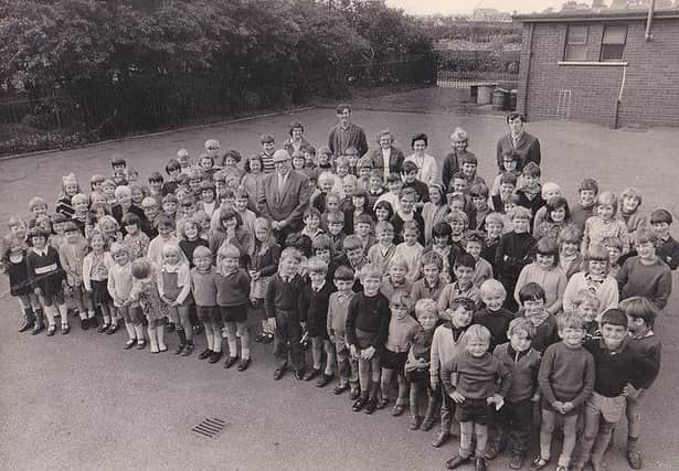 St James's C of E School in Leyland in 1975/6. Gordon Gregson is stood at the back second from the left