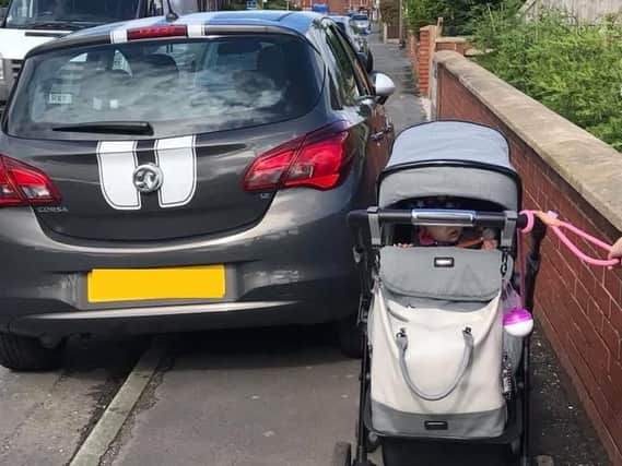 Paul Jones, 39 said he is regularly forced to pass parked cars by going out into a busy road when pushing his one-year-old daughter in her pram.