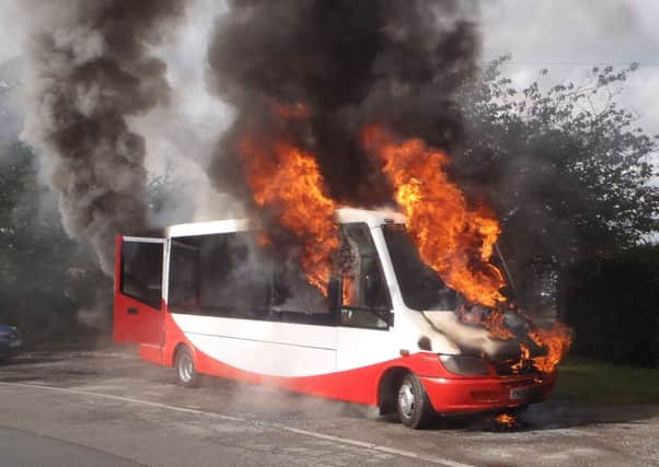 Mini bus fire on Midge Hall Lane, Leyland