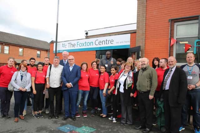 Outside the Foxton Centre on the day of its grand reopening