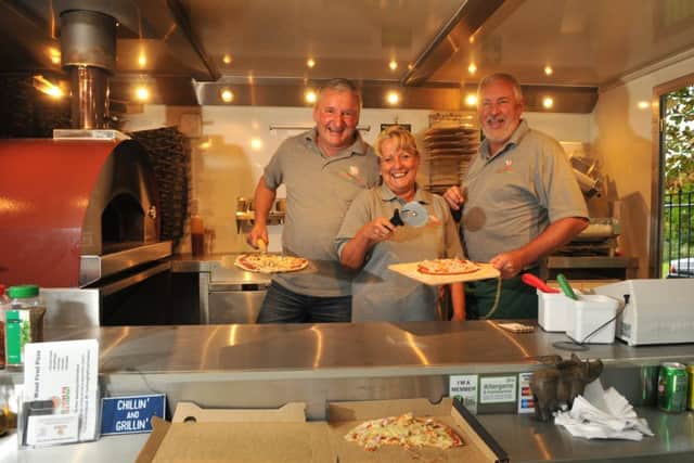 Dave and Martin Stringfellow and Julie Howarth of The Flying Pig Pizza Co