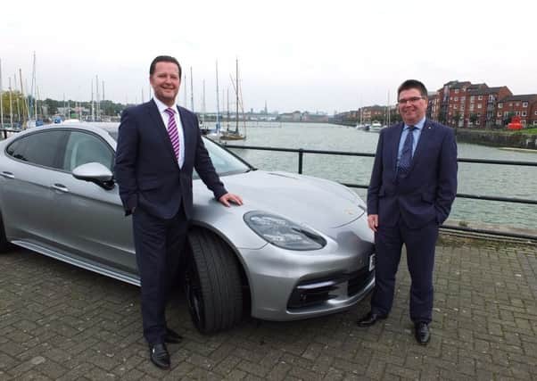 Left to right: Paul Bowker, Bowker Motor Group and Peter Mahon, general manager, operations, Porsche Cars GB Ltd