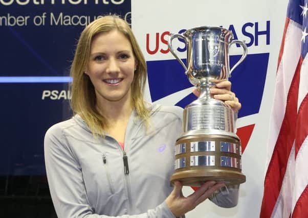Laura Massaro with the US Open trophy she won in 2016