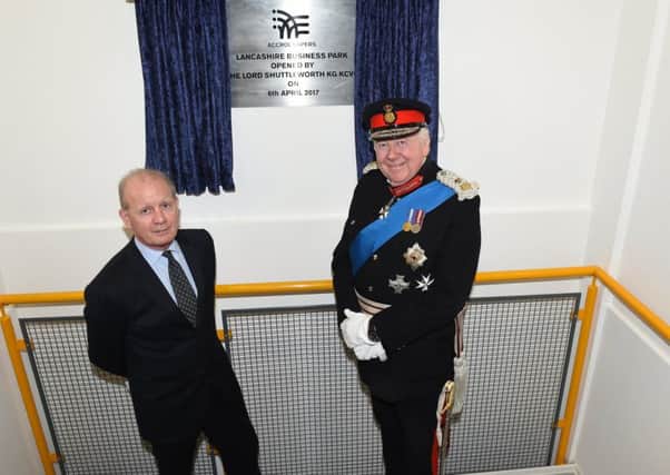 Lord Shuttleworth, Lord-Lieutenant of Lancashire, with former Accrol CEO Stephen Crossley in Leyland