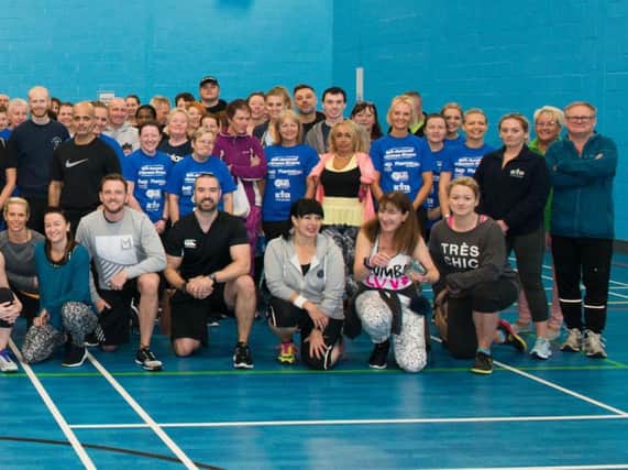 Participants in 2017s 9th Annual Fulwood Fitness Event for Rosemere Cancer Foundation with organiser Altaf on the second row, ninth from the right. By VB Creative Photography