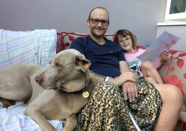 Phil Woodford on his first home visit before discharge from hospital