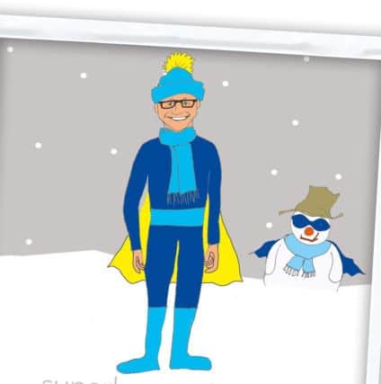 A cartoon avatar of Phil Woodford as an "Everyday Hero" for Superhero Series