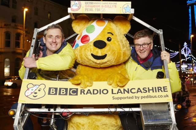 Radio Lancashire's Graham Liver (left) and John Gilmore in their Pudseymobile