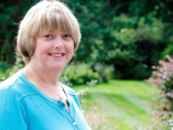 Sue Taylor in the grounds of Bishops House