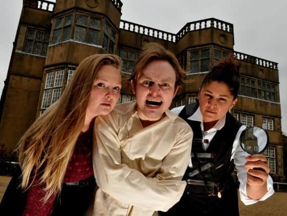 Charlie Mortimer, David Allen and Nicola Sargent of 16th Wall putting on a production of Dracula at Astley Hall