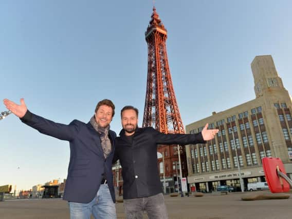 Michael Ball and Alfie Boe check out the sights before starting their world record attempt