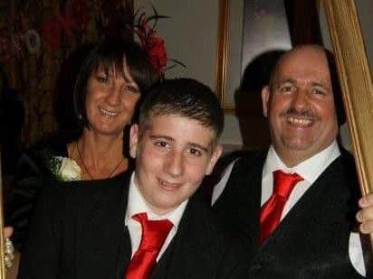 Danny Nicholls with his parents Eric and Lorraine