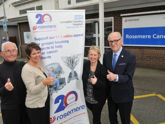 Frank Stoner, Sue Sue Thompson, Cathy Skidmore and Dennis Benson, of Rosemere Cancer Centre celebrating the halfway mark of the 1.5m anniversary appeal