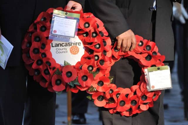 Remembrance Day service on the Flag Market in Preston