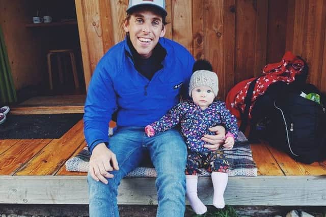 Alison Baker's daughter Pippa with her dad Chad Battersby