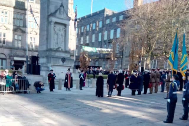 The cenotaph in Preston on Remembrance Sunday