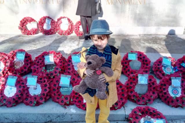 Six-year-old Mikail Vohra, of Fulwood, at the cenotaph in Preston on Remembrance Sunday. He was there with his mother Omayya.