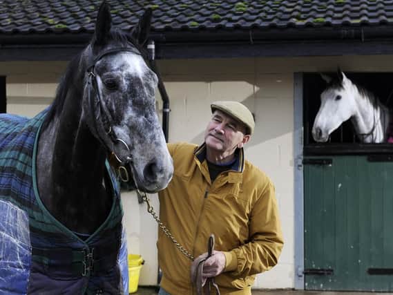 Racehorse Trainer Malcolm Jefferson with Cloudy Dreams