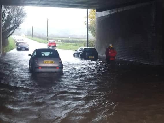 Fraser Smith, crew manager of Wesham fire station tweeted this picture of trapped cars