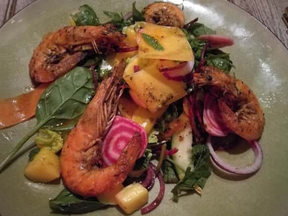 The festival salad with king prawns