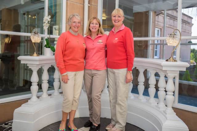 Organizing team Sue Taylor, Lady Captain Alison Davidson and Hilary Powell at Shaw Hill Golf Club