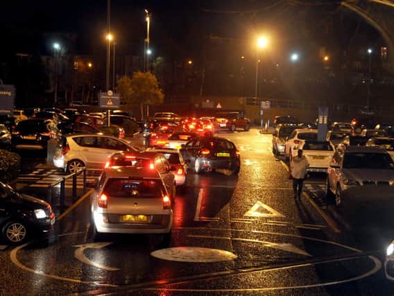 Drivers pictured struggling to get out of the Fishergate Shopping Centre car park during late night shopping in Preston in 2015