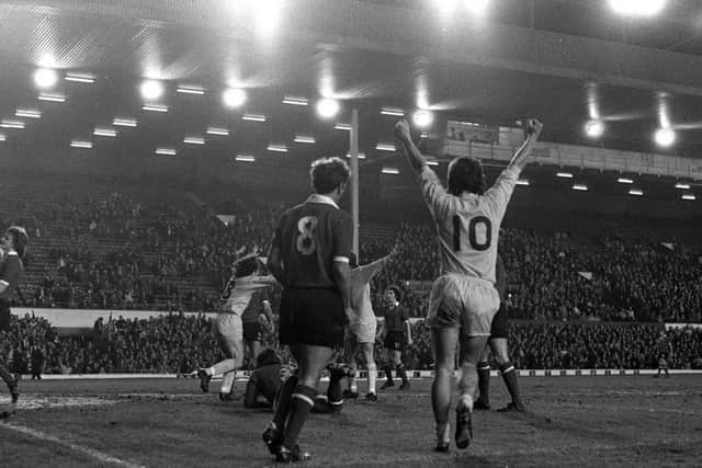 PNE celebrate Jimmy Brown's goal against Crewe at Anfield