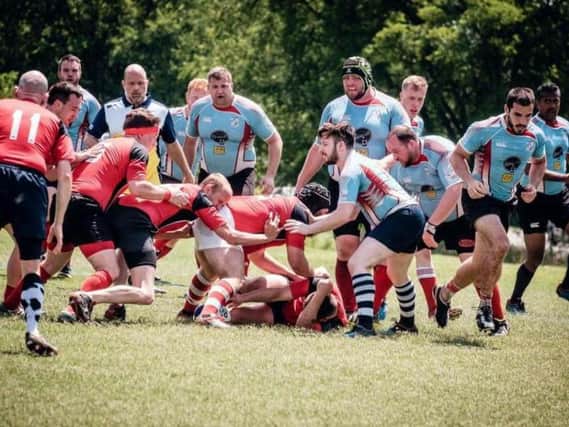 St Louis Crusaders vs Chicago Dragons at the 2016 Bingham Cup  a biennial international, nonprofessional, gay rugby union tournament.